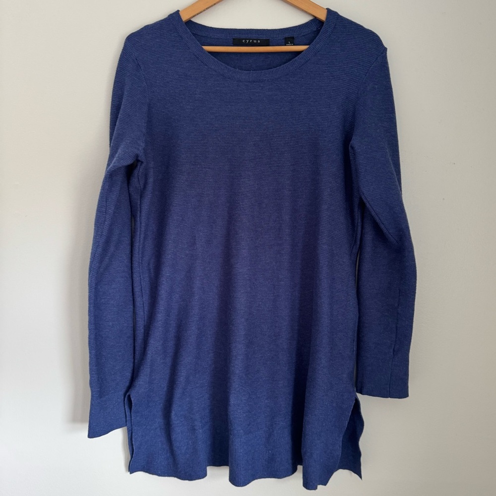 Cyrus Deep Purple Long Sleeve Knit Tunic Sweater
